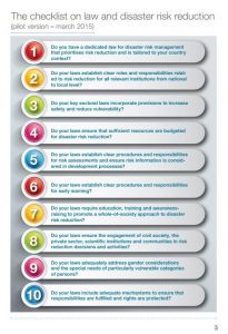 Checklist on law and disaster risk reduction (pilot version) March 2015