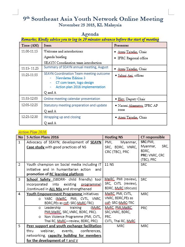online meeting agenda