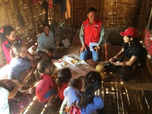 Household visit Beneficiary Satisfaction Survey (BSS) in Namkong village, Beang district, Oudomxay. Photo: IFRC