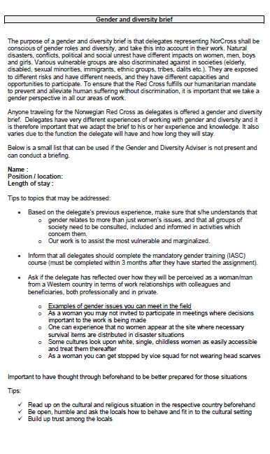 Gender and Diversity Brief