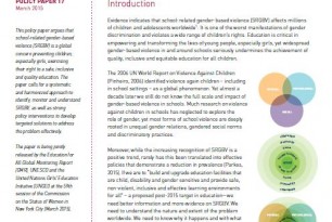 School-Related Gender-Based Violence is Preventing the Achievement of Quality Education for All School-Related Gender-Based Violence is Preventing the Achievement of Quality Education for All