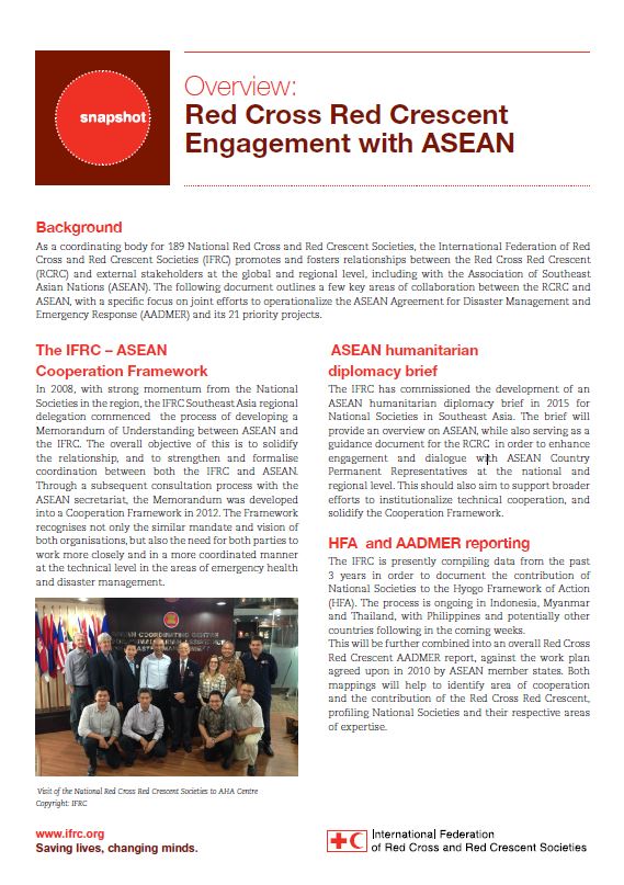 Overview of Red Cross Red Crescent Engagement with ASEAN (2015)