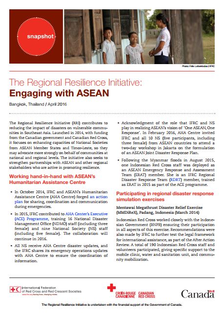The Regional Resilience Initiative (RRI) engaging with ASEAN