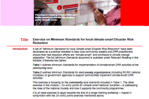 Exercise MinimumStandards on climate smart Disaster Risk Reduction