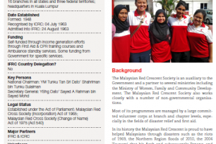 Snapshot on Malaysia Red Crescent National Societies Profiles (as of January 2016) Snapshot on Malaysia Red Crescent National Societies Profiles (as of January 2016)