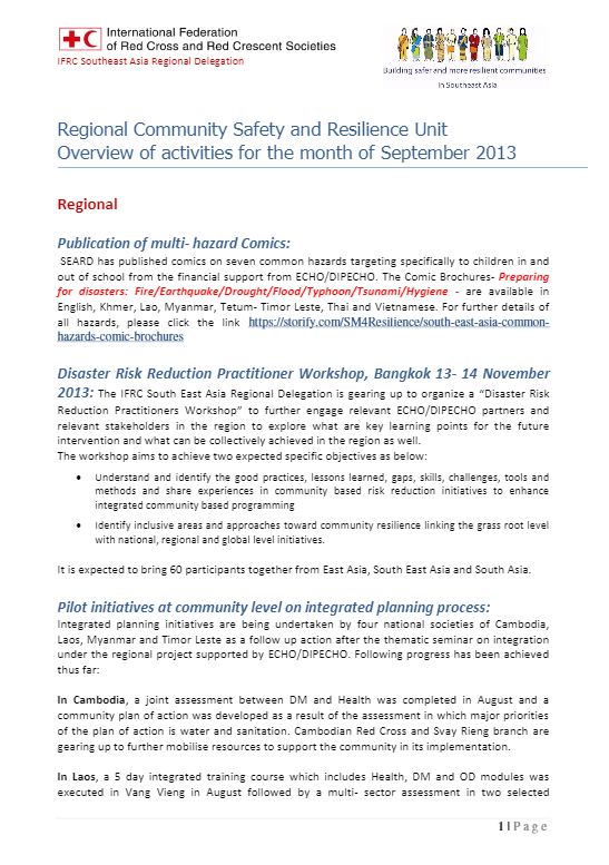 Sep 2013 - CSRU Monthly Updates