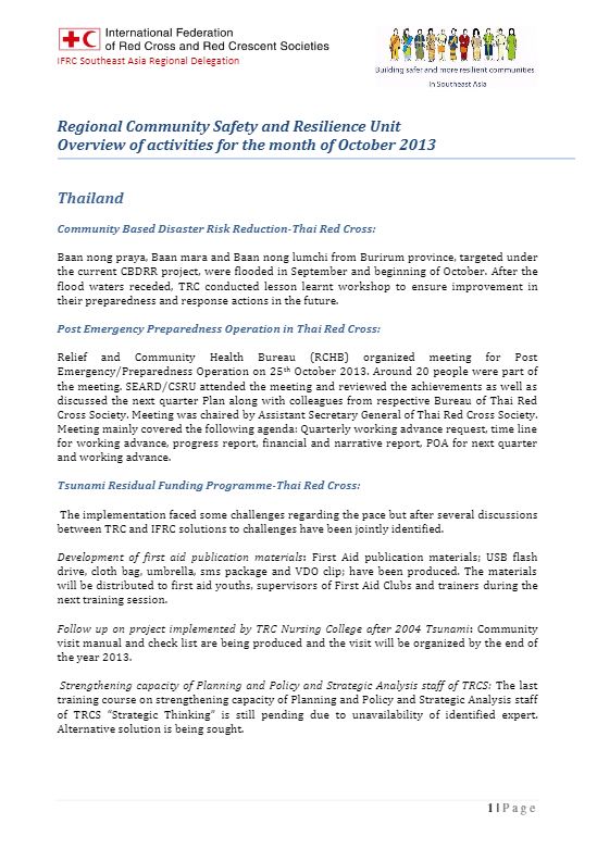 Oct 2013 - CSRU Monthly Updates