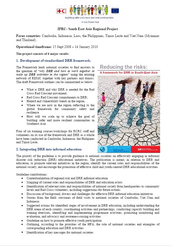 IFRC: Southeast Asia Regional Projects and Achievements (2008 - 2010) - IFRC References