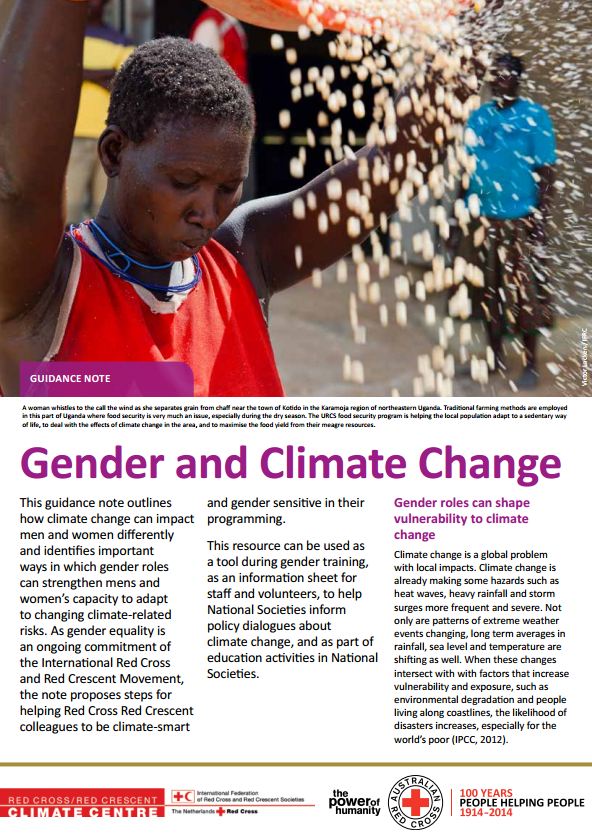 Australian Red Cross (June 2014). Gender and Climate Change. Guidance note (pp. 1-12)