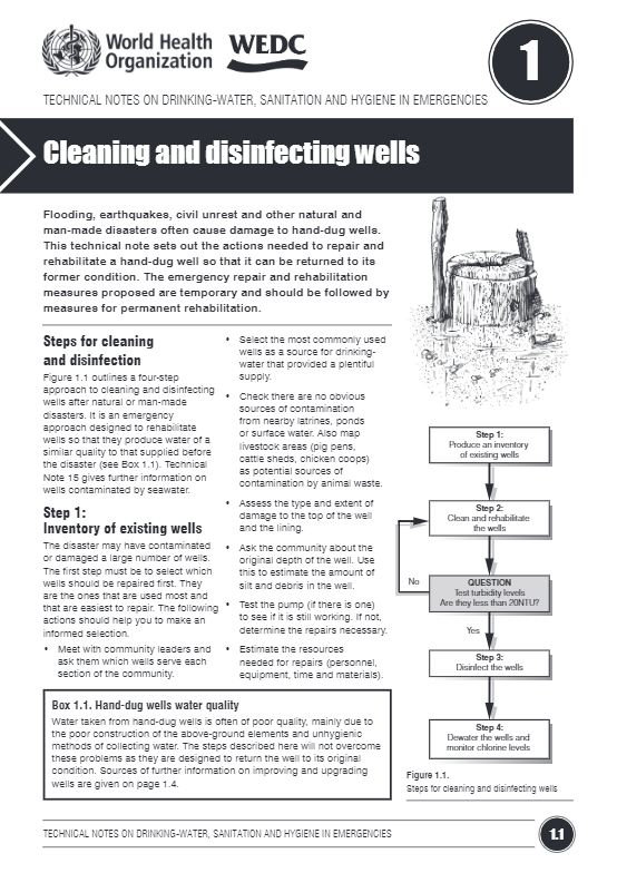 WEDC Technical Notes #1: Cleaning and Disinfecting Wells - Water