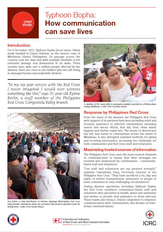 Case study 2: Typhoon Bopha: How communication can save lives - Community Engagement
