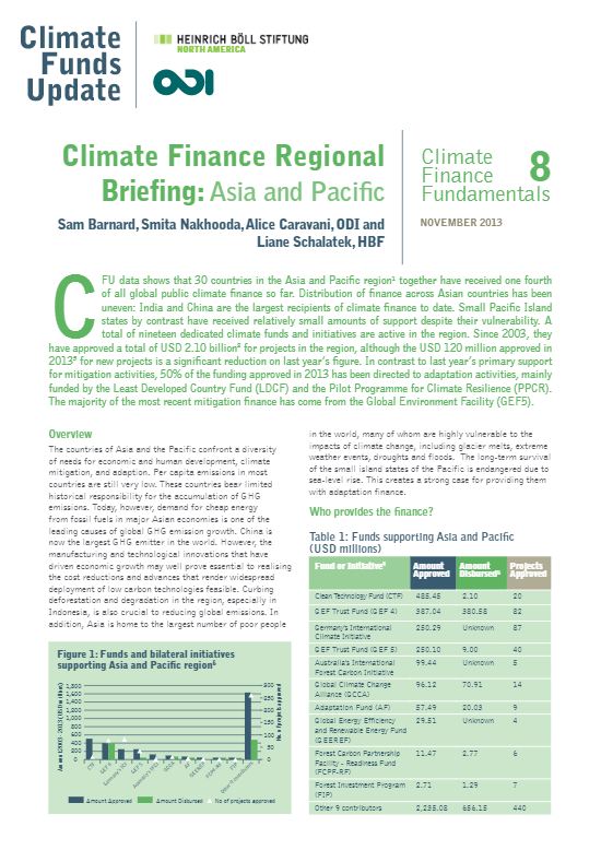 Climate Finance Asia and Pacific (2013) - CFU