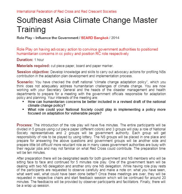 Groupwork - Session 12 - Climate change adaptation training kit 2016