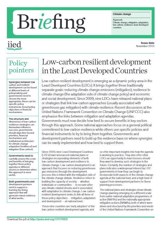 Low-carbon resilient development in the Least Developed Countries (2013) - IIED