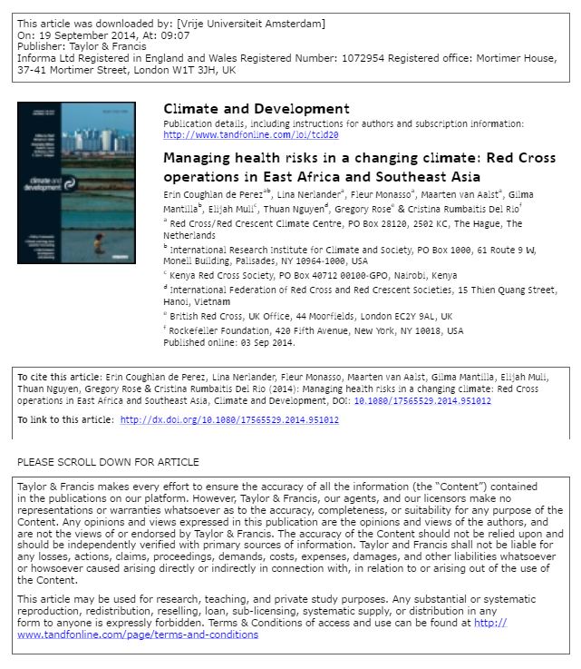 Managing health risks in a changing climate: Red Cross operations in East Africa and Southeast Asia (2014) - Coughlan de Perez, et al.