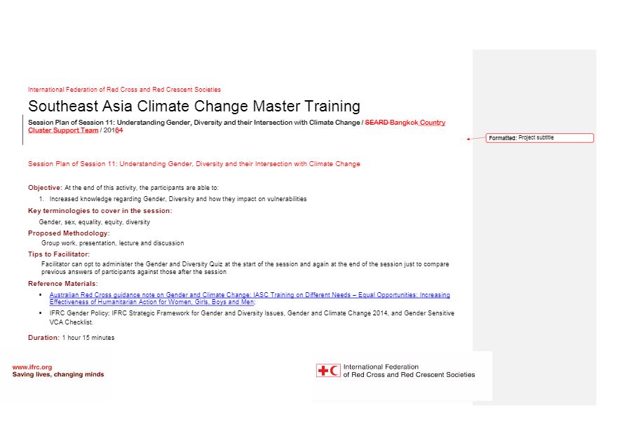 Session plan - Session 11 - Climate change adaptation training kit 2016