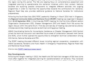 Regional Community Safety and Resilience Forum (RCSRF) – Summary
