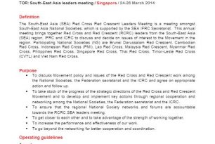 TOR for South-East Asia Leaders Meeting