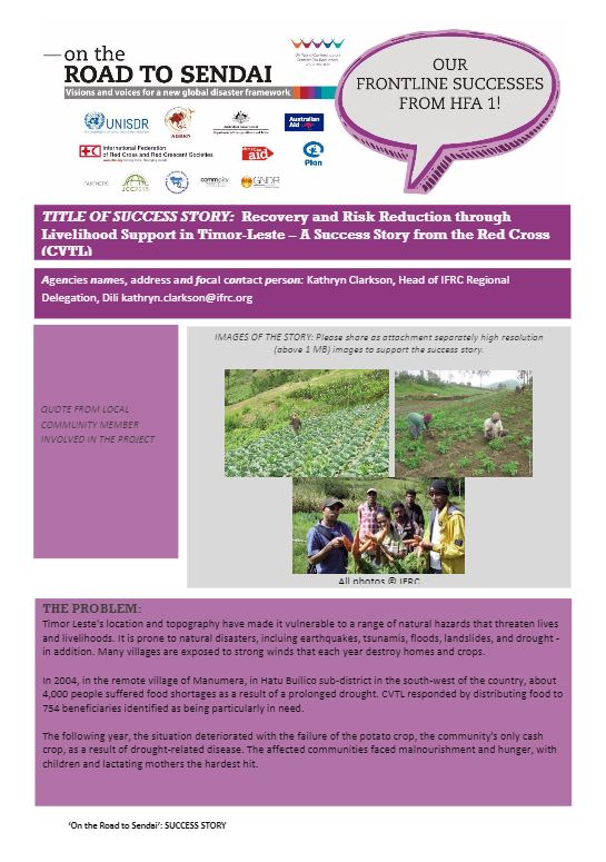 Cruz Vermelha de Timor-Leste - Recovery and Risk Reduction through Livelihood Support - Stories from the Field