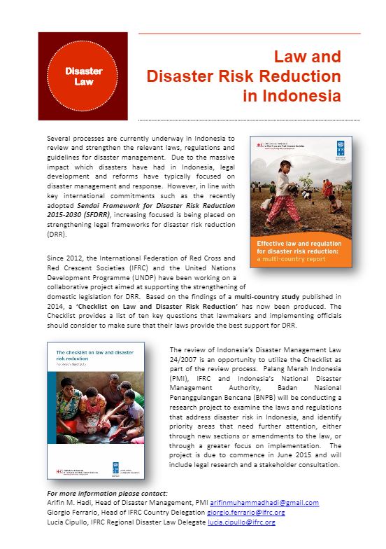 Law and Disaster Risk Reduction in Indonesia Snapshot [English] - Disaster Law