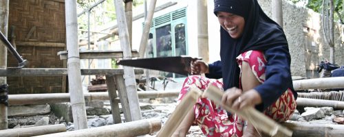 Reconstruction work in Yogyakarta after the earthquake that hit the region the previous year, December 2006.