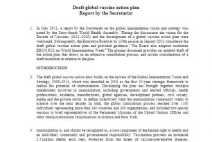 8. World Health Organization Sixty-Fifth World Health Assembly — Draft Global Vaccine Action Plan — A65/22 | XX XXXX 2012 – Immunizations