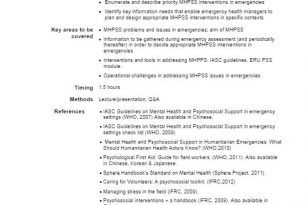 MHPSS session overview – Psychosocial Support (PSS)
