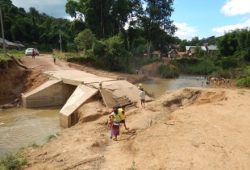 The floods have presented some access challenges including due to damaged roads such as this one in Mokveing village, Bang District, Oudomxay Province. Photo Credit: IFRC