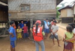 Lao Red Cross conducts an assessment in one of the affected villages with support of an RDRT member deployed from Thailand. Photo Credit: IFRC