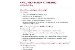 IFRC: Child protection at the IFRC online briefing – Fact sheet