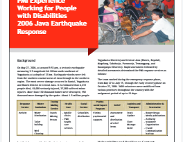 PMI experience working for people with disabilities 2006 Java earthquake response