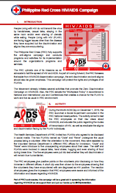 Philippines Red Cross' leaflet on HIV/AIDS campaign