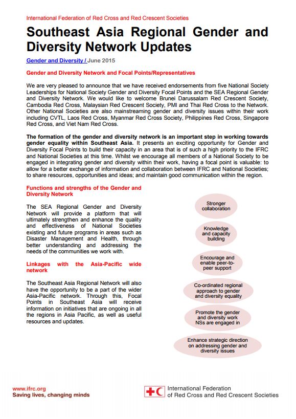 Southeast Asia Regional Gender and Diversity Network Updates - June 2015