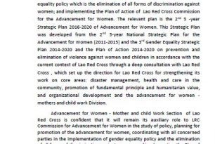 Lao Red Cross Gender Strategy 2016-2020