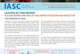 Leaving No One Behind: Placing Women and Girls at the Centre of Disaster Risk Reduction