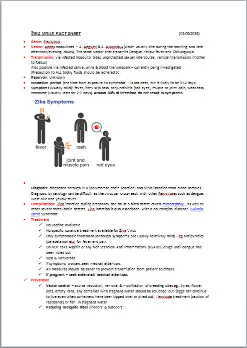 Zika Virus Fact Sheet