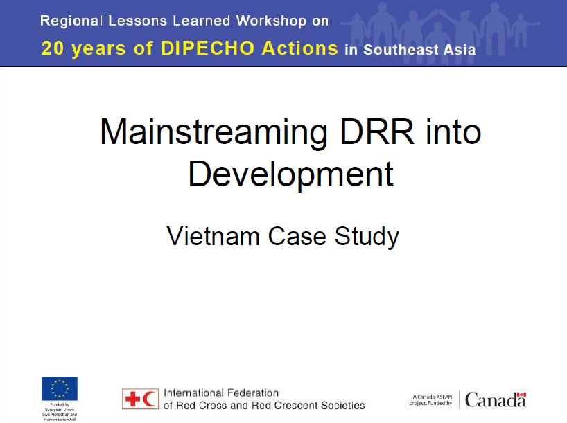 Example of impacts as a result of DIPECHO interventions - Vietnam example