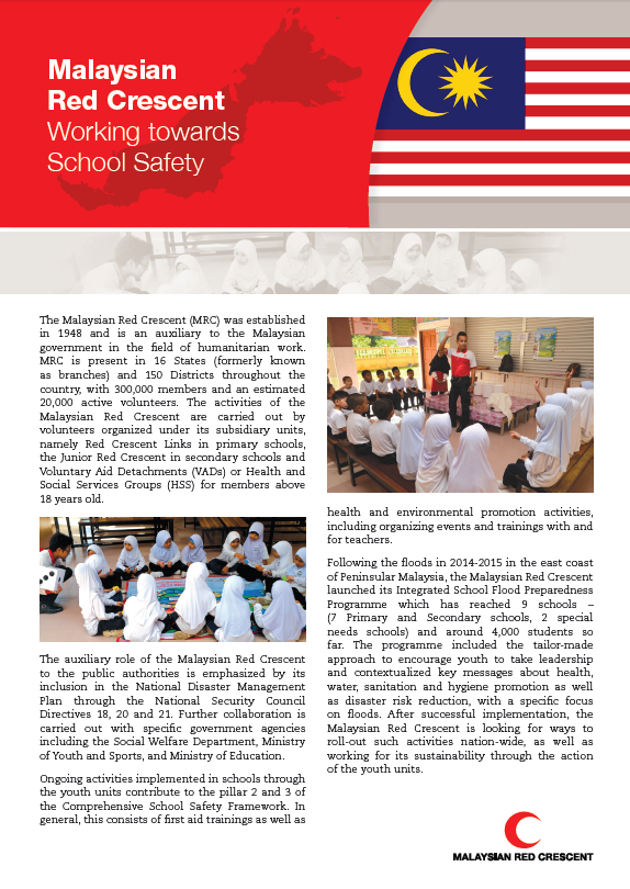 Malaysian Red Crescent: working towards school safety